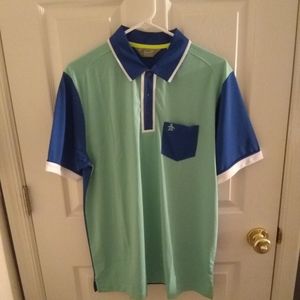 Mens penguin golf polo shirt medium seafoam royal